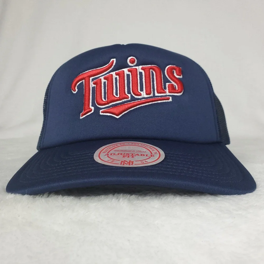 Minnesota Twins Mitchell & Ness MLB Foam Trucker Hat Cap‎ 3D Logo Navy NWT
